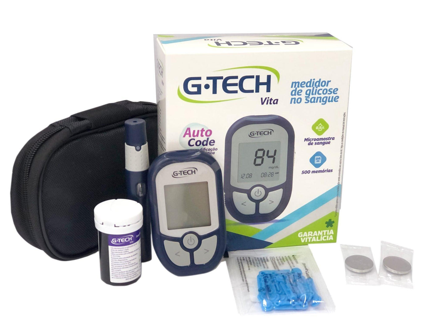 Kit Medidor Glicose G-Tech Vita Completo.