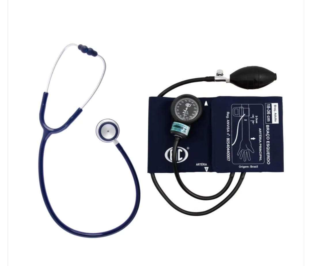 Conjunto BIC Estetoscópio + Esfigmomanômetro New Innova Plus.